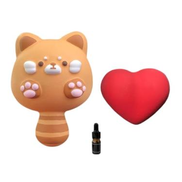 Imagem de Aromatizador de carro guaxinim fofo - Pedra de aromaterapia LXQTAO para ventilação automática, design elegante e compacto (coração vermelho + guaxinim amarelo, fragrância enviada aleatoriamente)
