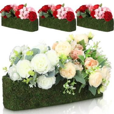 Imagem de Maxdot 4 peças de vaso de janela de tecelagem verde fresco com forro interno para flores decorativas musgo caixa cesta para plantas ao ar livre decoração de jardim 40,6 cm