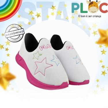 Imagem de Tênis infantil Ploc Star - Jogging Menina Anatômico, Branco, 29