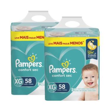 Imagem de Kit Fralda Pampers Confort Sec Nova Super Tamanho XG 116 Unidades