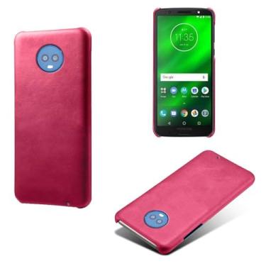 Imagem de Capa para MOTO G6 Plus,Proteção contra quedas,Casca de volta de cor sólida simples,Design de couro de imitação de plástico-Rose