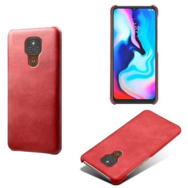 Imagem de Capa para MOTO E7 Plus,Proteção contra quedas,Casca de volta de cor sólida simples,Design de couro de imitação de plástico-Red