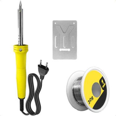 Imagem de Ferro de Soldar 40w 127v Com Fio Carretel De Estanho 30g Profissional 