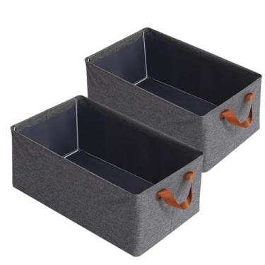 Imagem de Cesto Organizador Dobrável com Alças Duplas e Estrutura Metálica Kit 2 - Caixa Multiuso para Guardar Roupas, Brinquedos e Mais | Organizador de Guarda-Roupa e Casa