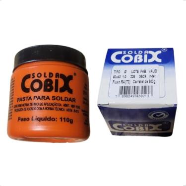 Imagem de Kit Rolo Carretel Solda Estanho 60X40 Fio 1.0MM Fluxo RA (T2) 500g Aprox. 80 mt Pasta 110g Cobix