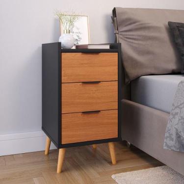 Imagem de Mesa De Cabeceira Retrô Mesinha Decorativa Quarto Casal - Toni - 3 Gav