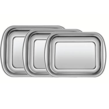 Imagem de Jogo de Assadeiras Tramontina Cosmos em Aço Inox com 3 Peças 64310400