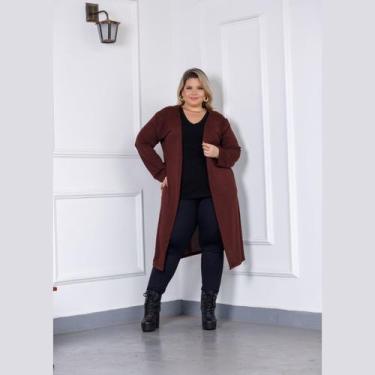 Imagem de Cardigan Casaco Feminino Longo Inverno Lanzinha Plus Size - Rosana Far