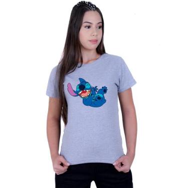 Imagem de Camiseta Baby Look Feminina Lilo Stitch Sapeca - Lafre, Cinza, P