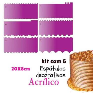 Imagem de KIT 6 ESPÁTULAS DECORATIVAS PARA BOLO 20X8 CM CONFEITARIA  ES6 (7 a 12