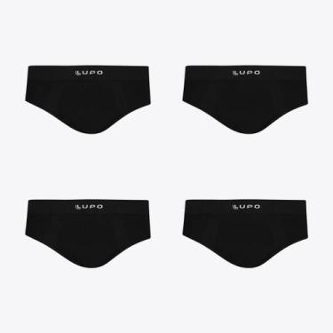 Imagem de Kit 4 Cuecas Slip Micromodal SCostura LUPO 00681, Preto, G