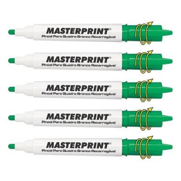 Imagem de Kit 5 Marcador Caneta Pincel Quadro Branco Lousa - Masterprint, Verde