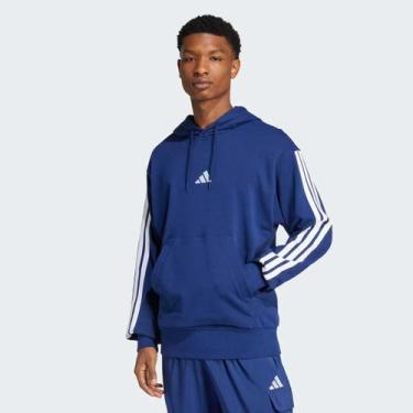 Imagem de Moletom Adidas Essentials 3 Stripes com Capuz Azul, G