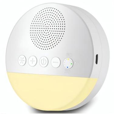 Imagem de Aparelho de Ruído Branco Portátil Recarregável com Sons Relaxantes e Timer Ideal para Ninar e Acalmar Bebês Melhorar o Sono de Crianças e Adultos Reduz Ansiedade e Aumenta o Foco com Luz Noturna Versão Premium