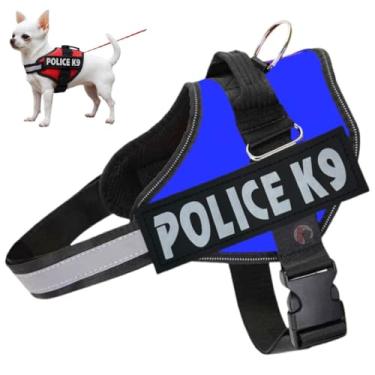 Imagem de Coleira Peitoral Para Cachorro Porte Pequeno Médio e Grande Colete Confortável Policia K9 (Azul, PP)