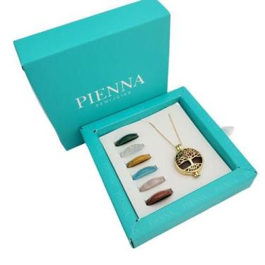 Imagem de Colar relicário árvore da vida 7 pedras banhado a ouro - Pienna Joais