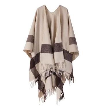 Imagem de Xale Feminino De Cashmere Artificial Dupla Face Quente Com Estampa Xad