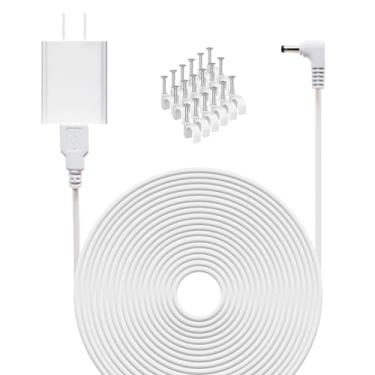 Imagem de SEEHOM Adaptador para carregador de câmera Ring Stick Up, cabo plugue fonte de alimentação Spotlight Cam bateria de 2ª geração para uso interno de 26 pés longo cabo de extensão externo à prova de