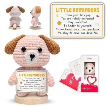 Imagem de Gossby Inspirational Gift for Women, Men - Positive Dog Crochet - Little Reminders from Tiny PUP - Christmas, Birthday, Emotional Support, Positive Dog Lover Gift for Friend, Coworker, Teacher, Mom