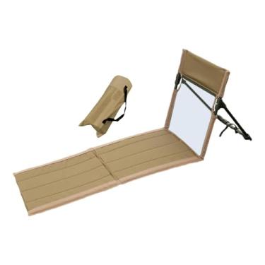 Imagem de KiBcsLic Cadeira de chão com apoio para as costas, assento para acampamento, espreguiçadeira portátil, cadeira de praia dobrável para caminhadas, jardim, Marrom