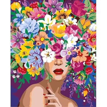 Imagem de Conjunto de pintura digital para iniciantes para adultos, kit de pintura acrílica DIY para mulheres, sem moldura, faça você mesmo, pintura a óleo acrílica, presente de decoração de casa (40 x 50 cm)