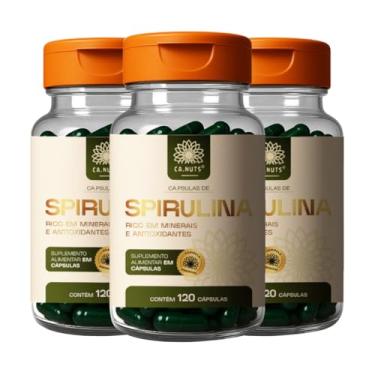 Imagem de Spirulina em Cápsulas Ca.Nuts | Superalimento Natural – Mais Energia e Imunidade Forte – Rica em Proteínas, Ferro, Vitaminas – Vegana e Sem Glúten (3 Potes - Para 90 dias (360 Cápsulas))