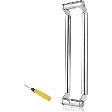 Imagem de Maçaneta De Puxar Porta De Pé Inclinado De Aço Inoxidável, Maçaneta De Porta De Celeiro Resistente Dupla Face Com Ferramentas, Barra De Alça De Chuveiro Grande Deslizante, Black, 120 cm (47")