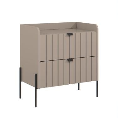 Imagem de Mesa De Cabeceira Com Gaveta Madeira Mdf 60cm Pés Aço Preto - Aprire M