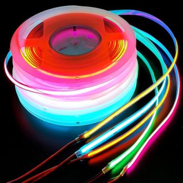 Imagem de DC12V 5 mm PCB fino premium 400LEDs/M pura cor única COB LED fita flexível de alta densidade vermelho verde azul rosa roxo gelo azul amarelo laranja luz para quarto teto linear iluminação LED (azul