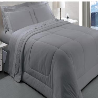 Imagem de Jogo De Cama King Kacyumara Satinée Silver 4 Peças Cinza