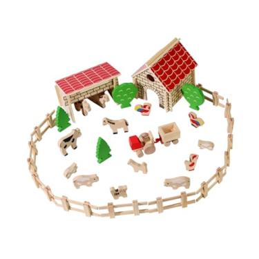 Imagem de YIJU Conjunto de figuras de animais de fazenda de celeiro, brinquedo de fazenda com trator, brinquedos pré-escolares, conjunto de figuras de animais de