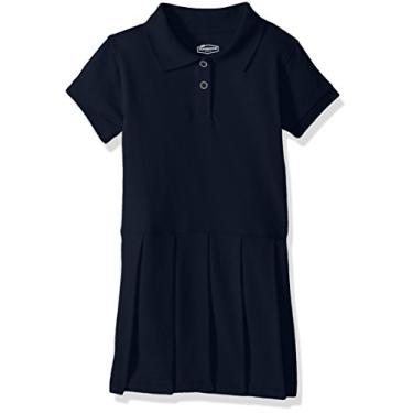 Imagem de Classroom Vestido polo para meninas, roupa escolar para crianças, saia plissada, Azul-marinho escuro, P