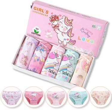 Imagem de 5 Peças de Calcinhas Meninas Cartoon Infantil De Unicórnio Roupa Íntim