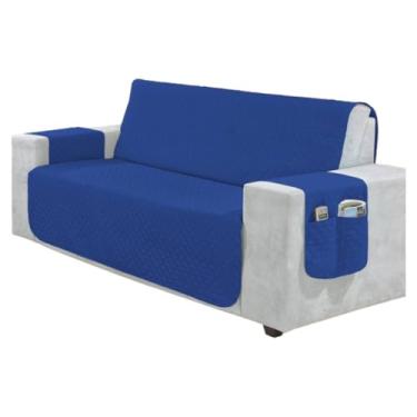 Imagem de Capa Para Sofá RetráTil 2 E 3 Lugares (1,00-2,20m) – Protetor Matelada Com Porta Objetos(AZUL,1 LUGAR POLTRONA 50cm/ Largura)