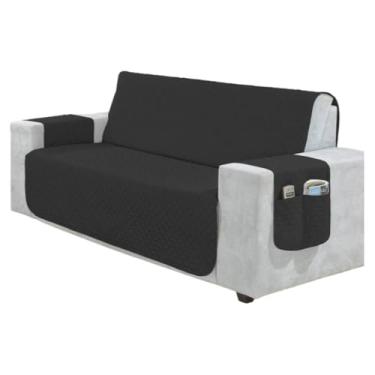 Imagem de Capa Para Sofá RetráTil 2 E 3 Lugares (1,00-2,20m) – Protetor Matelada Com Porta Objetos(PRETO,1 LUGAR POLTRONA 50cm/ Largura)