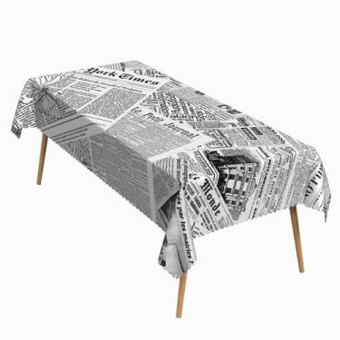 Imagem de ggaimwf Toalha de mesa retangular vintage de 177 x 3,5 cm, artigo de notícias, borboleta, toalha de mesa lavável, para jantar, casa, fazenda, cafeteria, decoração