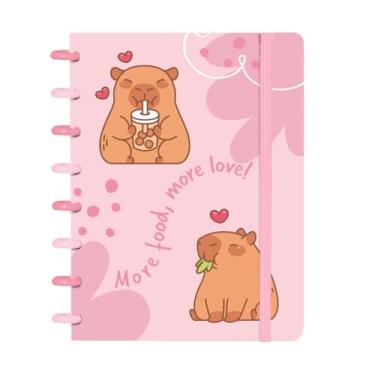 Imagem de Caderno de Discos Iscool Inteligente Flex P Capivibes Love Rosa