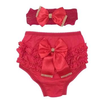 Imagem de 1 Calcinhas Bunda Rica + 1 Tiaras Bebê Menina 1 A 6 Meses Un - FeManan