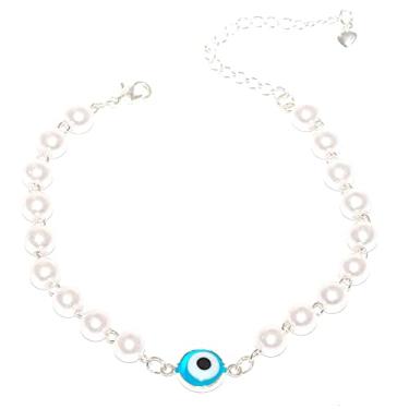 Imagem de Pulseira Perola Delicada Olho Grego Folheada A Ouro 18k!