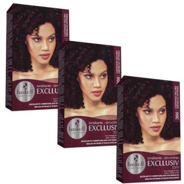 Imagem de Kit 3 TONALIZANTE HASKELL 366 CASTANHO ESCURO VERMELHO INTENSO