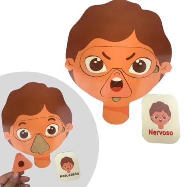 Imagem de Jogo Educativo de Expressões e Emoções em MDF - Versão Feminina e Masculina - Material Pedagógico para Socioemocional (Gênero Masculino)