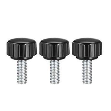 Imagem de uxcell M5 x 15 mm Rosca macho métrica puxadores de aperto serrilhado parafuso de polegar tipo parafuso de aperto manual parafuso com puxadores de plástico preto 3 peças