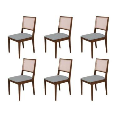 Imagem de Conjunto com 6 Cadeiras de Jantar Estofada Suellen em Madeira e Mdf Me