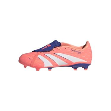 Imagem de adidas Tênis unissex infantil League Predator Fold-Over Tongue Firm Multi Ground, Coral sinal/branco/feixe laranja, 13 Little Kid