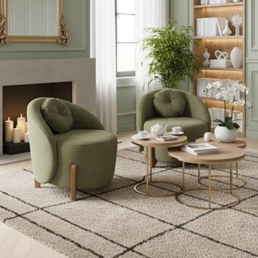 Imagem de Kit 02 Poltronas Orgânicas Curvas Amsterdã Boucle Verde Oliva - Montan