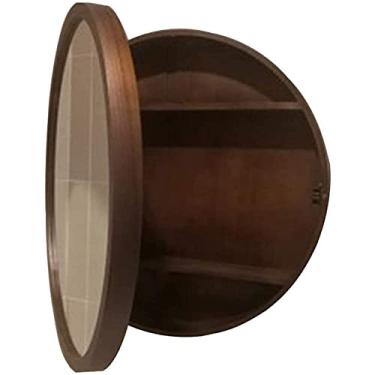 Imagem de Armário redondo para espelho de banheiro, armário de armazenamento de parede armário de remédios (tamanho: 50 cm) (cor: C) (C)