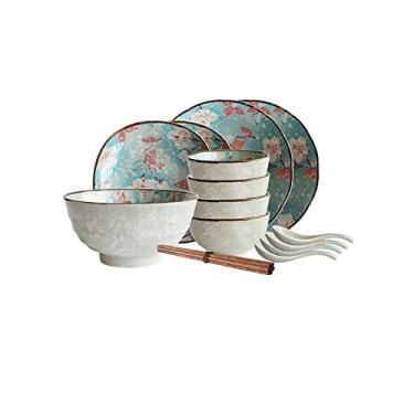 Imagem de Conjunto de jantar de cerâmica, cozinha e jantar, serviço, conjunto de louça de cozinha durável, apitizador, salada, prato de sobremesa, tigelas, ideia de presente para qualquer ocasião, decoração de