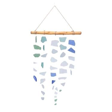 Imagem de TOPINCN Vidro do Mar e Sinos de Madeira, Campainha de Ao Ar Livre Artesanal, Shrezes de Praia Costeira Sinos Musicais Com Sons Calmantes para Decoração de Varanda do Pátio de Jardim