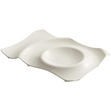 Imagem de URGDWEKJY Bandeja de jantar prato de jantar de cerâmica prato de sopa de restaurante prato de sobremesa branco puro prato de lanche pratos de massa utensílios domésticos prato de jantar