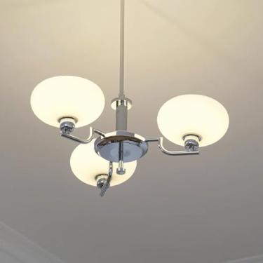 Imagem de KSSTEVNBD Lustres de vidro creme, cromado, Sputnik, luminária de teto de meados do século, luminária vintage pendurada para quarto, sala de estar, cozinha, sala de jantar, 3 barras (10 cm/20 cm/30 cm